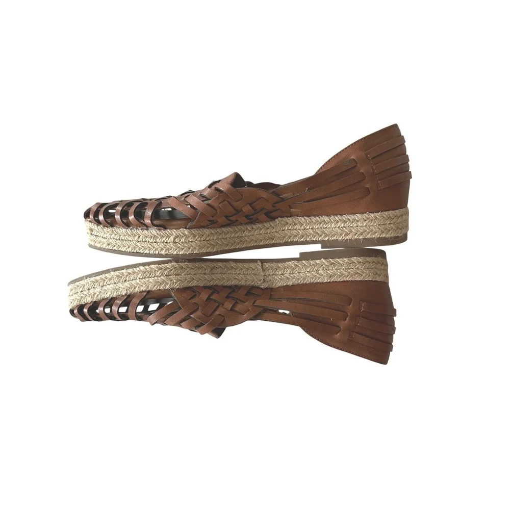 Sam & Libby Brown‎ Woven Leather Espadrille  Size 9